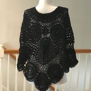 Hand crocheted Black Poncho